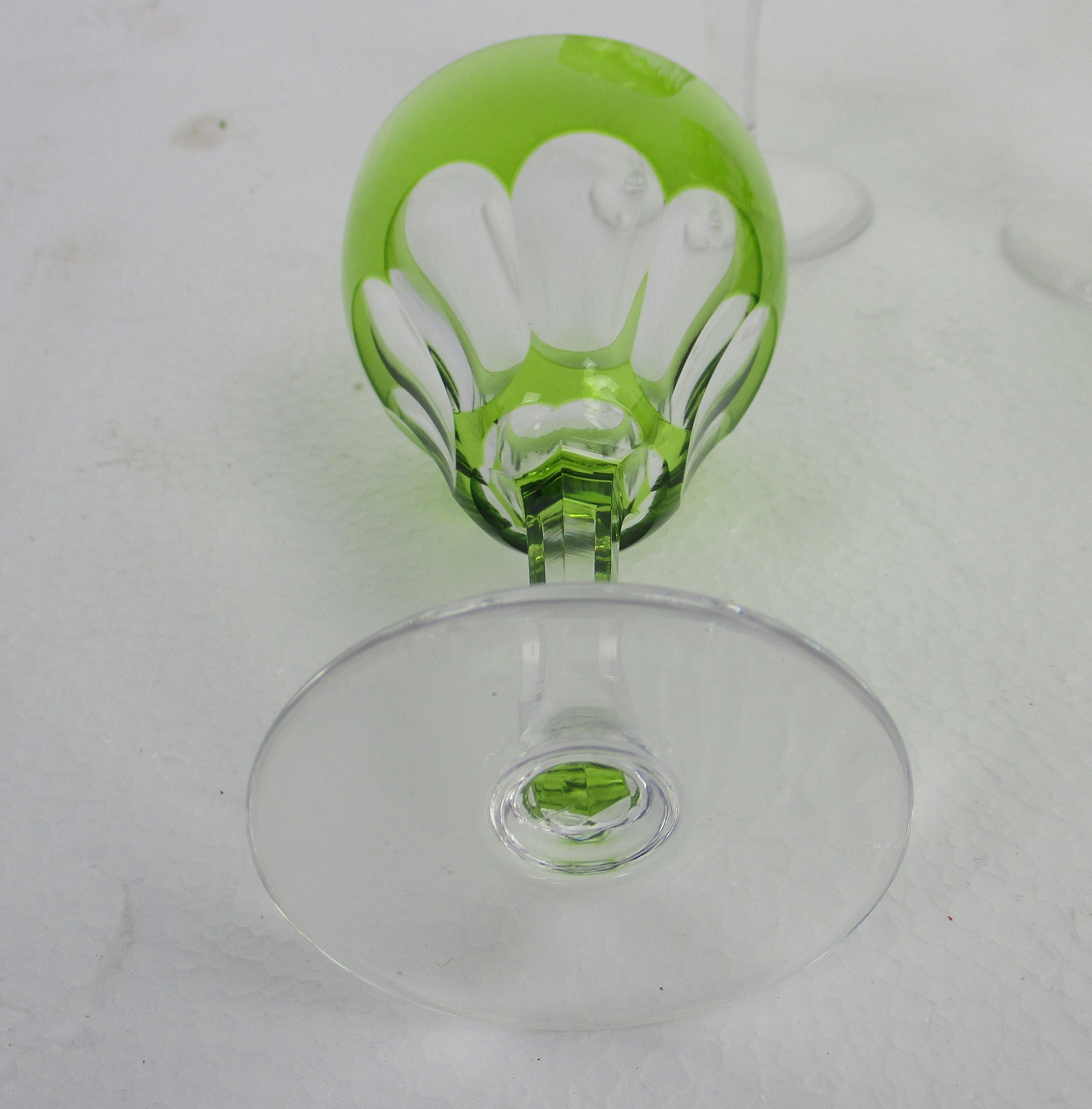 Set of 6 crystal glasses Val St Lambert Lime green Tilly