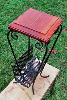 Vintage Iron Magazine Newspaper Basket Wrought Iron Side Table Plant stand
