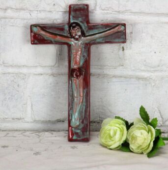 Mid Century Design Ceramic Modernist Crucifix era Tieberghien Amphora Lovely