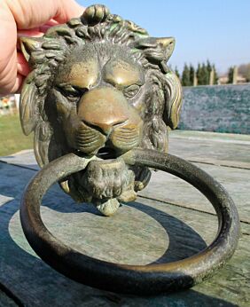 Heavy Brass Door Knocker Lions Head Ring Striker Architectural Gorgeous
