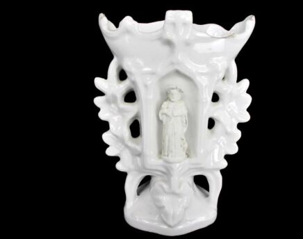 Vase with Figurine Saint Roch Rocchus Rocco Porcelain Patron of Dogs Bachelors HTF Collector Lovely