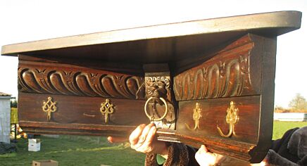 Antique Corner Coat Rack Dark Wood Hat rack Gothic Lion Head Ring Mechelse Style