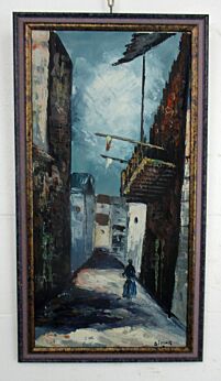 Oil Painting Canvas Wooden Frame Gorgeous Romantic Southern City Signed Simon