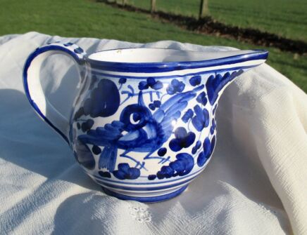 Italian Blue White Deruta Milk Jar Pitcher Marked Lovely