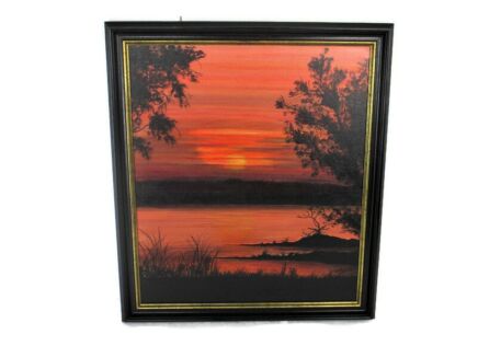 Oil Painting Canvas Framed landscape Sunset Beautiful
