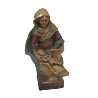 Statue Virgin Mary Our Lady Madonna Infant Plaster Mother and Child signed Priest Nobels