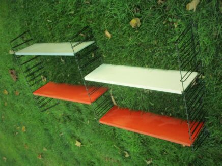 Vintage Double Tomado Marked Mid Century Design Wall Shelving Shelve Unit Retro