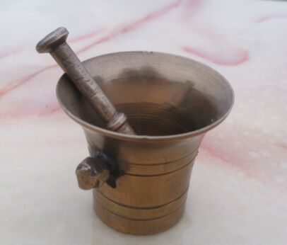 Vintage Miniature Mortar and Pestle Doll House Brass Copper for Doll House or collectible