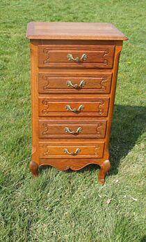 Vintage Louis XV Style Side Table Night Stand Cabinet Drawers Wheels