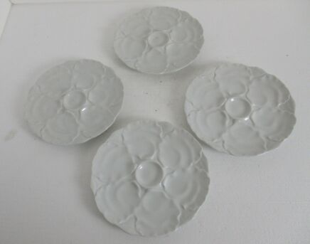 Set of 4 Oyster Plates Porcelain White Germany Hutchenreuther Vintage Seafood