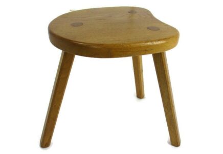 French Funky Hand Carved wood Tripod Milking Stool Pedestal Table Barn Country