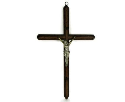 Tramp Trench Tramp Folk art Hanging Hand Carved Painted Wooden Crucifix Spelter Corpus Christi 19.68"