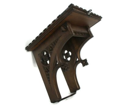 Antique Gothic Hand Carved French Oak Wall Hall Console table 19th Century WOW