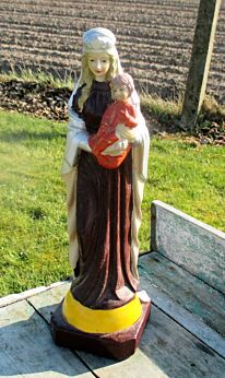 Vintage Virgin Mary Madonna with Child Porcelain Catholic Lovely 14.56"