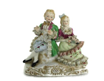Figurine Statue Courting Couple Victorian scene Oftriart German Porcelain