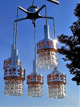 Raak Mid Century Modernist Chandelier Era Eames Sputnik Atomic Chrome 5 Lights