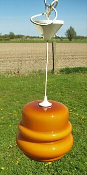 Retro Vintage Amber Orange Opaline cased Glass Light Pendant Shade Skyscraper