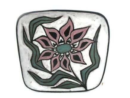 Centerpiece Bowl Dish Centerpiece Ceramic Mid Century Modern Glazed Art Pottery Signed Flower