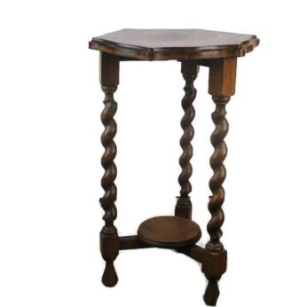 Octagonal Barley Twist Wood Side Occasional Wine Table Pedestal Plant Stand