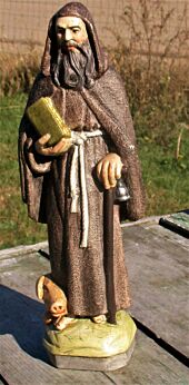 Vintage Statuette St Saint Anthony of Abad the Great Pig Stone Figurine rare