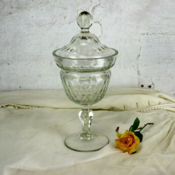 Vintage French Crystal Candy Dish Jar Bowl Centerpiece with Lid Baccara style