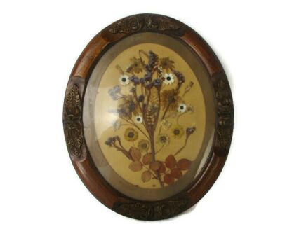 Dried Flowers Flower Wild Flowers Bouquet everlastings Large wooden ornate Frame Belgium