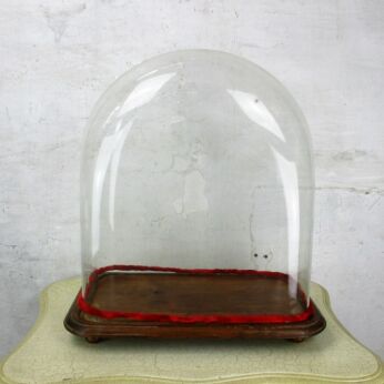 L Antique Victorian Rectangular Square Hand Blown Glass Globe Dome HTF 18.11"