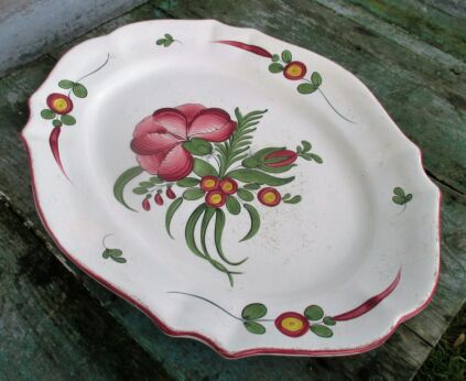 Porcelain Oval Platter French Faience Luneville France Strasbourg Faience Marked