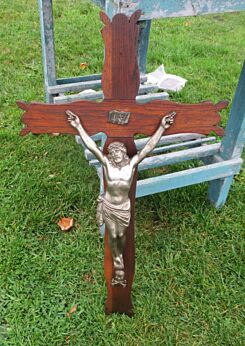 Large Lovely Hand Carved Wood Hanging Crucifix Cross Jesus Christ 29.72"