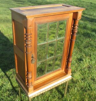 Antique medicine Wood bathroom Cabinet Leaded Beveled Glass mirror Apothecary