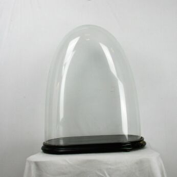 L Antique Victorian Oval Hand Blown Glass Globe Dome Clock Steampunk 24" x 20"