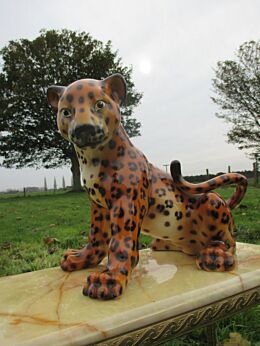 Vintage Decorative Ceramic Tiger Statue Statuette Marked Bondia Spain Cute