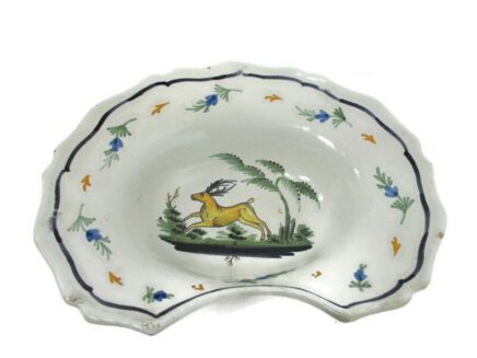 Antique Serving Bowl Dish Plate Centerpiece French Porcelain Deer Gorgeous
