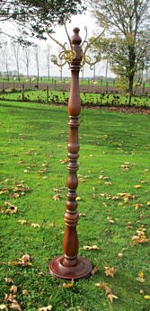 Ornate Antique Coat Hat Rack Hall Tree Stand Floor Wood Brass Hollywood Regency