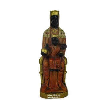 Small Our Lady Of Montserrat Black Madonna Virgin La Moreneta Statue Resin 4.52"