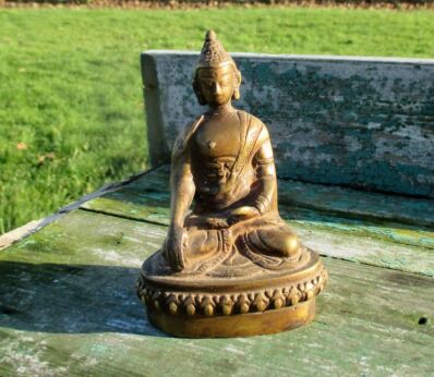 Vintage Small Statuette Figurine Buddha Brass