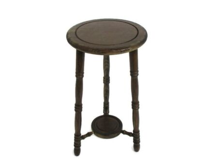 Bobbin Legs Wooden Tripod Side Display Table Pedestal Plant Stand Country Barn Style 20.07"