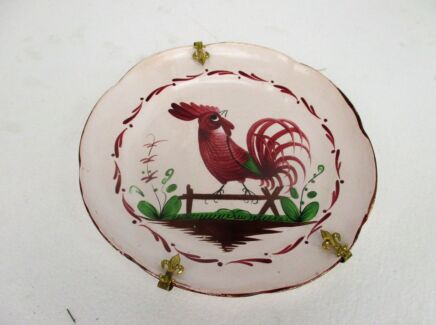 Antique French Faience Strasbourg Platter Decoration old Luneville Rooster Fleur de lis Fleur De Lys HTF
