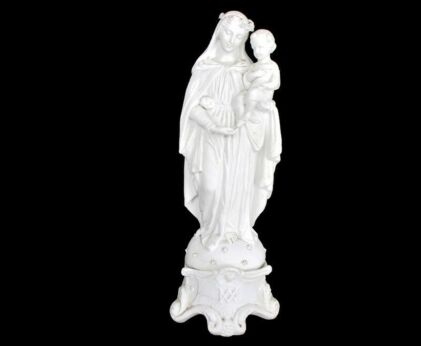 Large French Antique 1900 Bisque Statue Virgin Mary Our Lady Madonna Infant Jesus Exquisite 17.51"