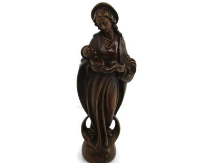 XL Art Nouveau Deco plaster Statue Virgin Mary Infant Child Madonna Tenderness