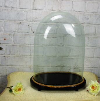 Victorian Antique Oval Hand Blown Glass Dome Globe Mantle Clock Steampunk 16.14"