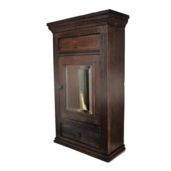 Gorgeous Wooden Oak Kitchen Apothecary Bathroom Wall Cabinet Beveled glass WOW