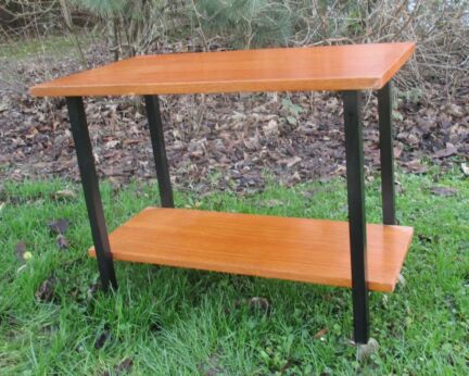 Retro Authentic TV Stand Wheels Teak Table Iron Legs Mid Century Danish Modern