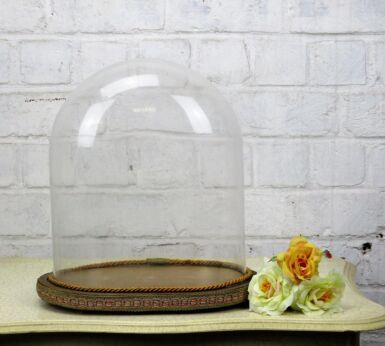 Vintage Oval Hand Blown Glass Dome Globe Mantel Clock Steampunk Doll 12.20"