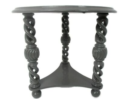 Open Barley Twist Wooden Side Display Coffee Table Pedestal Plant Stand Farm Country Barn Style Gray 22.24"