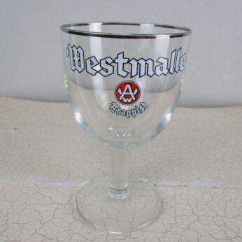 Westmalle Trappist Belgian Ale Stemmed 0.33L Chalice Beer Glass Enameled Rim HTF