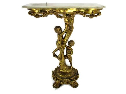 Wall Console table Ornate  hallway Cherubs Putti Wood with  Marble Top Gold Painted WOW