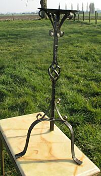 Antique Wrought Iron Candle Holder Primitive Spiked Stick Church Gothic