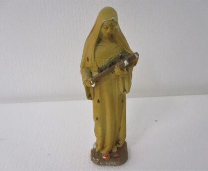 Small Statue St Saint Rita of Cascia Plaster Bees Patroness Impossible Causes 8.26"
