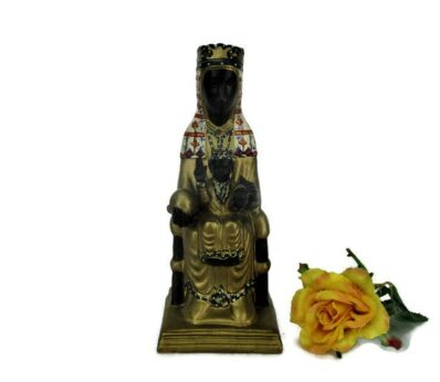 Our Lady Of Montserrat Black Madonna Virgin La Moreneta Infant Statue Resin Gorgeous 7.48"
